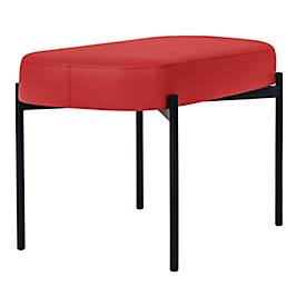 Sitzbank meet by Paperflow GAIA, oval M, desinfektionsmittelbeständiger Kunstlederbezug rot, 4-Fußgestell mattschwarz, B 790 x T 420 x H 455 mm