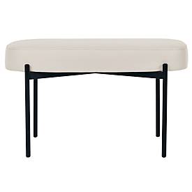 Sitzbank meet by Paperflow GAIA, oval M, desinfektionsmittelbeständiger Kunstlederbezug weiß, 4-Fußgestell mattschwarz, B 790 x T 420 x H 455 mm