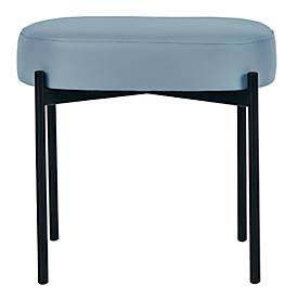 Sitzbank meet by Paperflow GAIA, oval S, desinfektionsmittelbeständiger Kunstlederbezug blau, 4-Fußgestell mattschwarz, B 490 x T 380 x H 455 mm