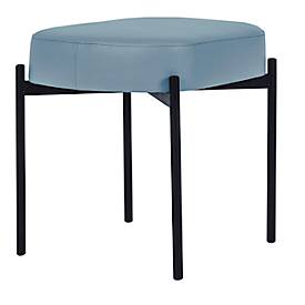 Sitzbank meet by Paperflow GAIA, oval S, desinfektionsmittelbeständiger Kunstlederbezug blau, 4-Fußgestell mattschwarz, B 490 x T 380 x H 455 mm