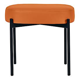 Sitzbank meet by Paperflow GAIA, oval S, desinfektionsmittelbeständiger Kunstlederbezug orange, 4-Fußgestell mattschwarz, B 490 x T 380 x H 455 mm
