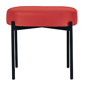 Sitzbank meet by Paperflow GAIA, oval S, desinfektionsmittelbeständiger Kunstlederbezug rot, 4-Fußgestell mattschwarz, B 490 x T 380 x H 455 mm