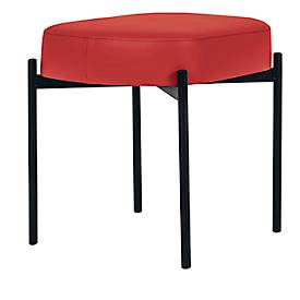 Sitzbank meet by Paperflow GAIA, oval S, desinfektionsmittelbeständiger Kunstlederbezug rot, 4-Fußgestell mattschwarz, B 490 x T 380 x H 455 mm
