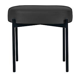 Sitzbank meet by Paperflow GAIA, oval S, desinfektionsmittelbeständiger Kunstlederbezug schwarz, 4-Fußgestell mattschwarz, B 490 x T 380 x H 455 mm