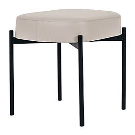 Sitzbank meet by Paperflow GAIA, oval S, desinfektionsmittelbeständiger Kunstlederbezug weiß, 4-Fußgestell mattschwarz, B 490 x T 380 x H 455 mm