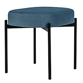 Sitzbank meet by Paperflow GAIA, oval S, Stoffbezug blau, 4-Fußgestell mattschwarz, B 490 x T 380 x H 455 mm