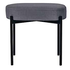 Sitzbank meet by Paperflow GAIA, oval S, Stoffbezug mausgrau, 4-Fußgestell mattschwarz, B 490 x T 380 x H 455 mm