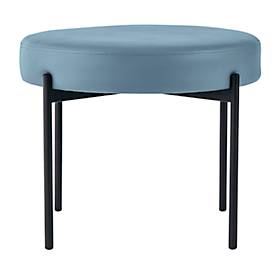 Sitzbank meet by Paperflow GAIA, rund, desinfektionsmittelbeständiger Kunstlederbezug blau, 4-Fußgestell mattschwarz, B 575 x T 575 x H 455 mm