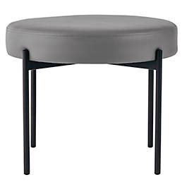 Sitzbank meet by Paperflow GAIA, rund, desinfektionsmittelbeständiger Kunstlederbezug grau, 4-Fußgestell mattschwarz, B 575 x T 575 x H 455 mm