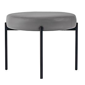 Sitzbank meet by Paperflow GAIA, rund, desinfektionsmittelbeständiger Kunstlederbezug grau, 4-Fußgestell mattschwarz, B 575 x T 575 x H 455 mm