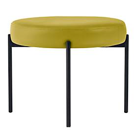 Sitzbank meet by Paperflow GAIA, rund, desinfektionsmittelbeständiger Kunstlederbezug grün, 4-Fußgestell mattschwarz, B 575 x T 575 x H 455 mm