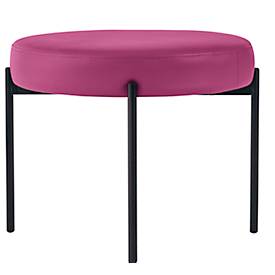 Sitzbank meet by Paperflow GAIA, rund, desinfektionsmittelbeständiger Kunstlederbezug lila, 4-Fußgestell mattschwarz, B 575 x T 575 x H 455 mm