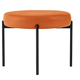 Sitzbank meet by Paperflow GAIA, rund, desinfektionsmittelbeständiger Kunstlederbezug orange, 4-Fußgestell mattschwarz, B 575 x T 575 x H 455 mm