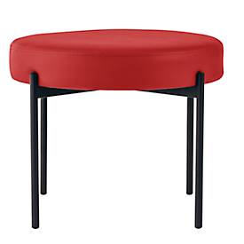 Sitzbank meet by Paperflow GAIA, rund, desinfektionsmittelbeständiger Kunstlederbezug rot, 4-Fußgestell mattschwarz, B 575 x T 575 x H 455 mm