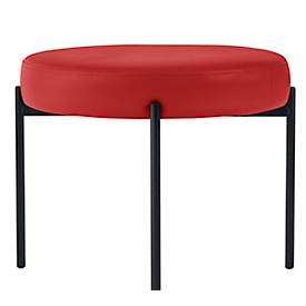 Sitzbank meet by Paperflow GAIA, rund, desinfektionsmittelbeständiger Kunstlederbezug rot, 4-Fußgestell mattschwarz, B 575 x T 575 x H 455 mm