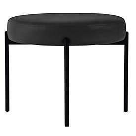 Sitzbank meet by Paperflow GAIA, rund, desinfektionsmittelbeständiger Kunstlederbezug schwarz, 4-Fußgestell mattschwarz, B 575 x T 575 x H 455 mm