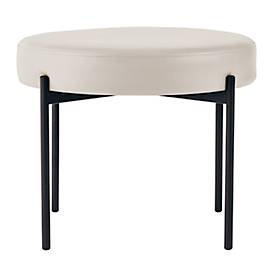 Sitzbank meet by Paperflow GAIA, rund, desinfektionsmittelbeständiger Kunstlederbezug weiß, 4-Fußgestell mattschwarz, B 575 x T 575 x H 455 mm