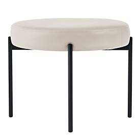 Sitzbank meet by Paperflow GAIA, rund, desinfektionsmittelbeständiger Kunstlederbezug weiß, 4-Fußgestell mattschwarz, B 575 x T 575 x H 455 mm