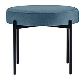 Sitzbank meet by Paperflow GAIA, rund, Samtbezug blau, 4-Fußgestell mattschwarz, B 575 x T 575 x H 455 mm