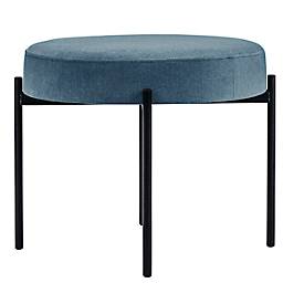 Sitzbank meet by Paperflow GAIA, rund, Samtbezug blau, 4-Fußgestell mattschwarz, B 575 x T 575 x H 455 mm