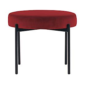 Sitzbank meet by Paperflow GAIA, rund, Samtbezug rot, 4-Fußgestell mattschwarz, B 575 x T 575 x H 455 mm