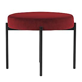 Sitzbank meet by Paperflow GAIA, rund, Samtbezug rot, 4-Fußgestell mattschwarz, B 575 x T 575 x H 455 mm
