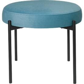 Sitzbank meet by Paperflow GAIA, rund, Stoffbezug blau, 4-Fußgestell mattschwarz, B 575 x T 575 x H 455 mm