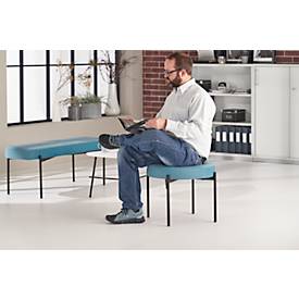 Sitzbank meet by Paperflow GAIA, rund, Stoffbezug blau, 4-Fußgestell mattschwarz, B 575 x T 575 x H 455 mm