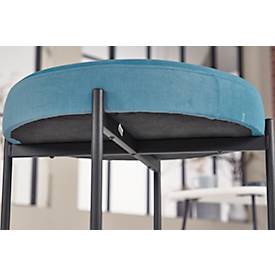 Sitzbank meet by Paperflow GAIA, rund, Stoffbezug blau, 4-Fußgestell mattschwarz, B 575 x T 575 x H 455 mm