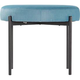 Sitzbank meet by Paperflow GAIA, rund, Stoffbezug blau, 4-Fußgestell mattschwarz, B 575 x T 575 x H 455 mm