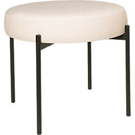 Sitzbank meet by Paperflow GAIA, rund, Stoffbezug elfenbeinfarben, 4-Fußgestell mattschwarz, B 575 x T 575 x H 455 mm