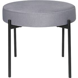 Sitzbank meet by Paperflow GAIA, rund, Stoffbezug mausgrau, 4-Fußgestell mattschwarz, B 575 x T 575 x H 455 mm