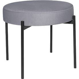 Sitzbank meet by Paperflow GAIA, rund, Stoffbezug mausgrau, 4-Fußgestell mattschwarz, B 575 x T 575 x H 455 mm