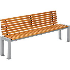 Sitzbank Münster, 4 Sitzplätze, mit Rückenlehne, Stahl und Holz, wettergeschützt