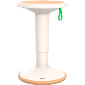 Sitzhocker ECO UPis1, biobasierter Kunststoff, Ø 330 x H 450–630 mm, cremeweiß