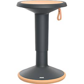 Sitzhocker ECO UPis1, biobasierter Kunststoff, Ø 330 x H 450–630 mm, schwarzgrau