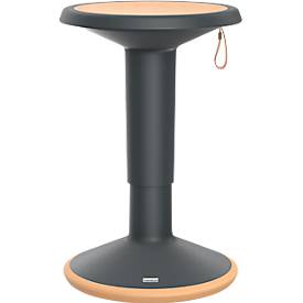 Sitzhocker ECO UPis1, biobasierter Kunststoff, Ø 330 x H 450–630 mm, schwarzgrau