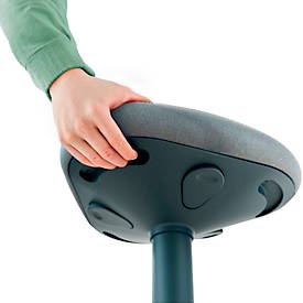 Sitzhocker Leitz Ergo Active, ergonomisch, höhenverstellbar, dreieckiger Komfortsitz, Schaumpolsterung, Tragegriff, bis 100 kg, dunkelgrau