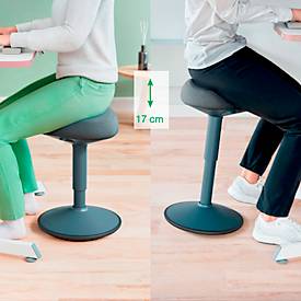 Sitzhocker Leitz Ergo Active, ergonomisch, höhenverstellbar, dreieckiger Komfortsitz, Schaumpolsterung, Tragegriff, bis 100 kg, dunkelgrau