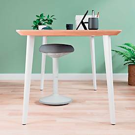 Sitzhocker Leitz Ergo Active, ergonomisch, höhenverstellbar, dreieckiger Komfortsitz, Schaumpolsterung, Tragegriff, bis 100 kg, hellgrau