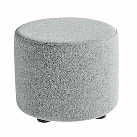 Sitzhocker TAPA Round, gepolstert, Schurwolle-Bezug, grau