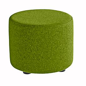 Sitzhocker TAPA Round, Sperrholz, gepolstert, Schurwolle-Bezug, grün
