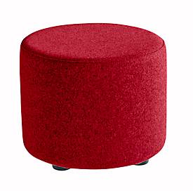 Sitzhocker TAPA Round, Sperrholz, gepolstert, Schurwolle-Bezug, rot