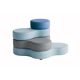 Sitzsystem TAPA Round I, Stoff, modular, mit Drehmechanismus, B 800 x H 620 mm, grau/blau