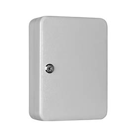 FORMAT Sleutelkast SK 20, voor wandmontage, 20 haken, deurscharnier rechts, Cilinderslot met 2 sleutels, incl. verankeringsmateriaal, B 180 x D 80 x H 250 mm, plaatstaal, lichtgrijs RAL 7035