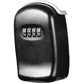 Sleutelkluis KS0001C, wandmontage, 4-cijferig combinatieslot, magnetische sleutelhouder, B 65x D 35 x H 100 mm, gietijzer, zwart