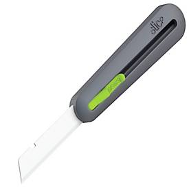 SLICE Industrie-Cuttermesser, für Links-/Rechtshänder, Auto-Klingenrückzug, Umhängeöse, Klinge wechselbar, Kunststoff, anthrazit