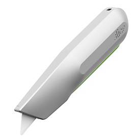 SLICE Sicherheitsmesser, für Links-/Rechtshänder, Auto-Klingenrückzug, Metall, blau-grau