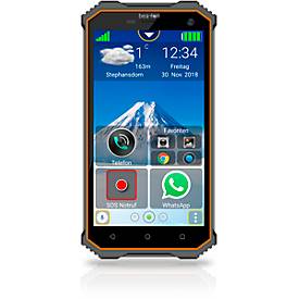 Smartphone Bea-fon X5 premium, IP68, 5″-Multi-Touch-Display, SOS-Funktion, schwarz-orange