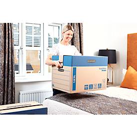 SmoothMove Umzugskarton FastFold extra groß, 127 L, 2-lagige Wellenpappe, H 463 x B 480 x T 632 mm, 5 Stück, braun